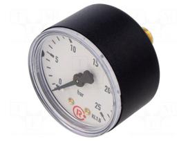 Manometer | 0÷25bar | rear connection | Thread: G 1/4" | 50mm | plastic
