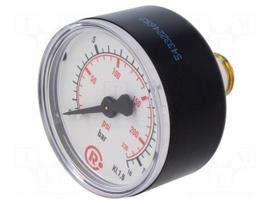 Manometer | 0÷16bar | rear connection | Thread: G 1/4" | 50mm | plastic