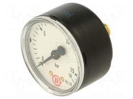 Manometer | 0÷16bar | rear connection | Thread: G 1/4" | 50mm | metal