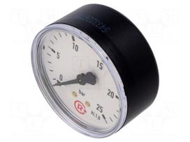 Manometer | 0÷25bar | rear connection | Thread: G 1/4" | 63mm | plastic