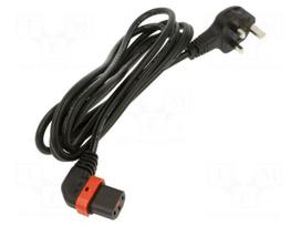 Cable | BS 1363 (G) plug,IEC C13 female angled right | 3m | black