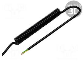 Wire: coiled | 4x0.15mm2 | unshielded | PUR | black | 300V | 0.1m | 0.4m