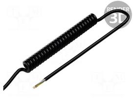 Wire: coiled | 5x0.15mm2 | unshielded | PUR | black | 300V | 0.1m | 0.4m
