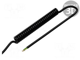 Wire: coiled | 6x0.15mm2 | unshielded | PUR | black | 300V | 0.5m | 2m
