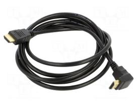 Cable | HDMI plug,HDMI plug 90° up/down | PVC | 2m | black | 30AWG