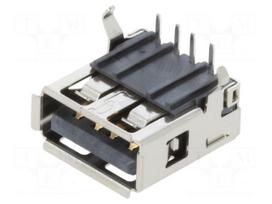 Connector: USB A | socket | THT | PIN: 4 | angled 90° | USB 2.0