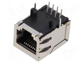 Connector: RJ45 | socket | data transfer | PIN: 8 | shielded | 8p8c | THT