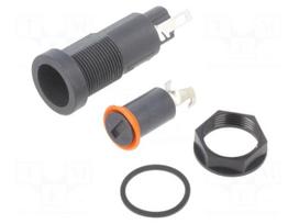 Fuse holder | 5x20mm | 10A | 250VAC | FEF | on panel | black | UL94V-0