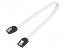 Cable: SATA | SATA plug,both sides | 0.3m | SATA III | white | 6Gbps