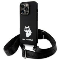Karl Lagerfeld Crossbody Silicone Choupette Back Case for Apple iPhone 15 Pro Max
