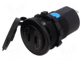 USB power supply | USB C socket x2 | Sup.volt: 12÷24VDC | black