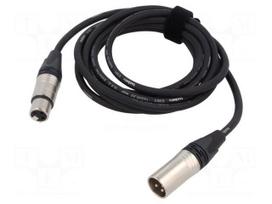 Cable | XLR male 3pin,XLR female 3pin | 3m | black | Øcable: 6mm | PVC