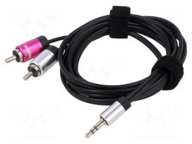 Cable | Jack 3.5mm 3pin plug,RCA plug x2 | 1.5m | black | 0.08mm2