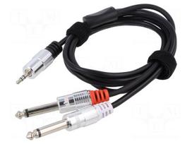 Cable | Jack 3.5mm 3pin plug,Jack 6.3mm 2pin plug x2 | 1.5m