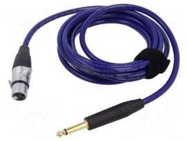 Cable | Jack 6,3mm 2pin plug,XLR female 3pin | 3m | blue | 0.25mm2