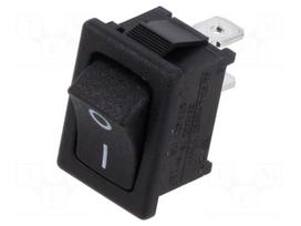 ROCKER | SPST-NO | Pos: 2 | OFF-ON | 10A/250VAC | none | SRB | Body: black
