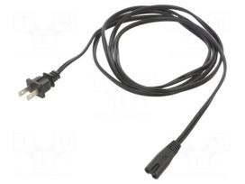 Cable | 2x18AWG | IEC C7 female,NEMA 1-15 (A) plug | PVC | 2.4m | 7A