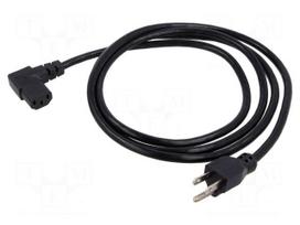 Cable | 3x18AWG | IEC C13 female angled right,NEMA 5-15 (B) plug