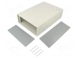 Enclosure: with panel | X: 200mm | Y: 280mm | Z: 80mm | ABS | light grey