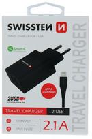 Swissten Smart IC Travel Charger 2x USB 2.1A with Lightning Cable 1.2m