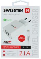 Swissten Smart IC Travel Charger 2x USB 2.1A with Lightning Cable 1.2m