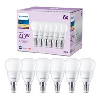 PHILIPS LED 40W P45 E14 Silti balta 2700K matēta 6 gab spuldze 8719514459519 929003546596