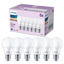 PHILIPS LED 60W A60 E27 Silti balta 2700K matēta 6 gab spuldze 8719514452442 929002306256