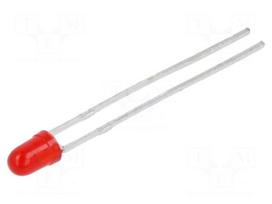 LED | red | 3mm | 500÷1200mcd | 50° | Front: convex | 1.95÷2.5VDC | tape