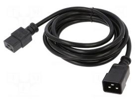 Cable | 3x14AWG | IEC C19 female,IEC C20 male | PVC | 3m | black | 15A