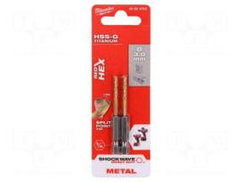 Drill bit | for metal,impact | Ø: 3mm | E6,3mm | 1/4" | 6.3mm | 2pcs.