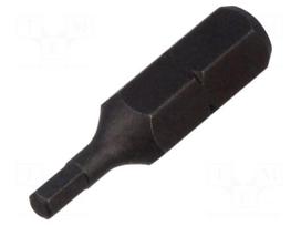 Screwdriver bit | hex key | HEX 2.5mm | 1/4" | Overall len: 25mm