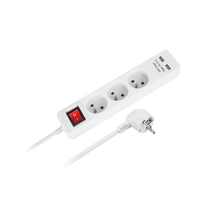 Elektros prekės // Maitinimo prailgintuvų, skirstytuvų ir UK bei USA adapterių rinkinys // Przedłużacz sieciowy Rebel 3 gniazda + 2 gniazda USB z wyłacznikiem - 5m