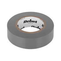 Instaliacinės izoliacinės ir sujungimo medžiagos // Izoliacinės juostos // Taśma izolacyjna klejąca REBEL (0,13 mm x 19 mm x 10 yd) szara