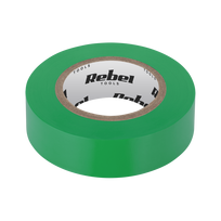 Instaliacinės izoliacinės ir sujungimo medžiagos // Izoliacinės juostos // Taśma izolacyjna klejąca REBEL (0,13 mm x 19 mm x 10 yd) zielona