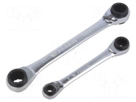 Wrench: ring-set | rattle | double-sided,with switch | 2pcs.