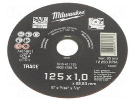 Cutting wheel | Ø: 125mm | Disc thick: 1mm | steel,stainless steel