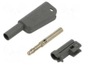 Laboratory connector: 4mm banana | plug | 19A | 1kV | grey | 1mm2 | screw