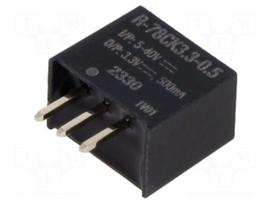 Converter: DC/DC | Uin: 5÷40VDC | Uout: 3.3VDC | Iout: 500mA | SIP3 | THT
