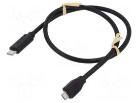 Cable | USB 2.0 | USB B micro plug,USB C plug | 0.5m | black | 480Mbps