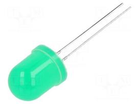 LED | green | 10mm | 1800÷2500(typ)-4000mcd | 50° | Front: convex | 85mW