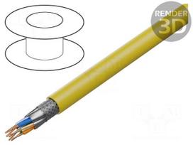 Wire | S/FTP | Cat 7a | OFC | wire | LSZH | yellow | 100m | Øcable: 7.6mm