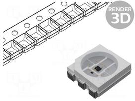 Programmable LED | RGB | SMD | PLCC6 | 9.5÷13.5VDC | 5x5.4x1.65mm | 4kHz