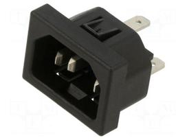 Connector: AC supply | plug | 10A | 250VAC | 250V | snap-in | IP20