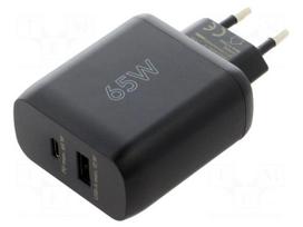 Power supply: switching | mains,plug-in | 5VDC, | 65W | 85.3% | black