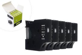 Ribbon JetWorld Replacement Dymo D1 White on Black 12mm x 7m (5 pcs..) LM100, LM100+, LM200, LM300, LM400, LM420P, LM350, LM350D, LM360D, LM450D, LM260P, LM120P, LM500TS, LM160, LM210D, LM280, LM150, LM220 (45021) (S0720610)