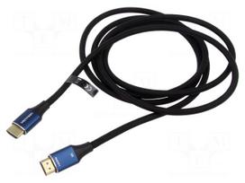 Cable | HDMI plug,both sides | PVC | textile | HDMI 2.1 | Len: 3m | black