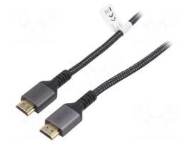 Cable | HDMI plug,both sides | textile | HDMI 2.1 | 2m | black