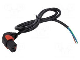 Cable | IEC C13 female angled down,cables | PVC | 1m | black | 10A