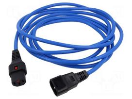 Cable | IEC C13 female,IEC C14 male | PVC | 3m | blue | 10A | 250V