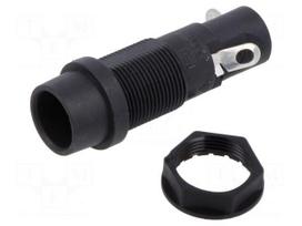 Fuse holder | 10A | 250VAC | FEU | on panel | black | UL94V-0 | IP40 | 10mΩ